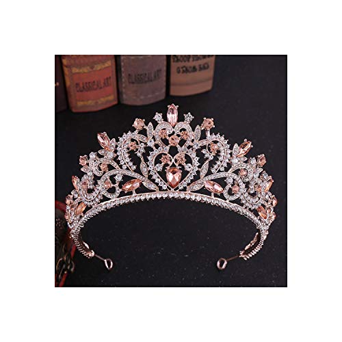 Tiaras vintage de oro rosa con forma de corazón rosa y cristales...