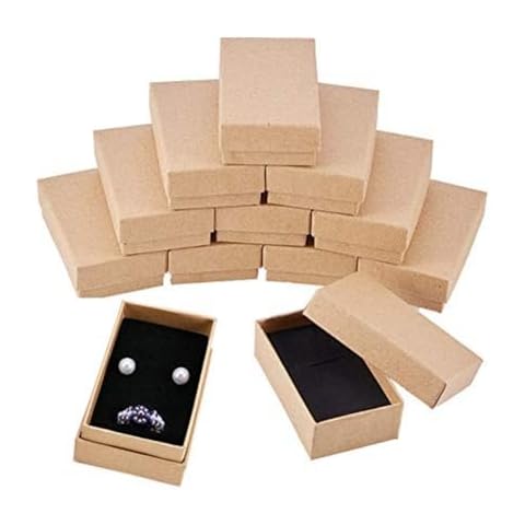 BENECREAT 24 Pack Kraft Jewelry Boxes Cover