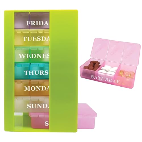 Image of TEMPERIA Medicine Organizer Box for 1 Week, 3 Times a Day - Pill & Tablet Storage Box for Home - Moisture Proof Pillbox for Daily & Weekly Use - Travel-Friendly Small Container (with Cover) (MN02)