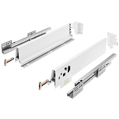 GTV - Modern Box Schublade I L=500mm H=83 mm I Weiss I Leises Schließen I Belastung bis zu 40 kg I Einfache Installation I Synchronisation des Fahrweges der Führungen I PB-D-KPL500A1