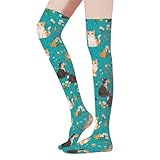 4TH N Over-The-Knee Compression Socks for Women, Cat Floral Athletic Non Slip Thigh High Stockings for Gym, Cycling & Winter Sports