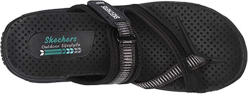 Skechers Skechers Women's REGGAE - SEIZE THE DAY - Toe Thong Sandal Sandal, black, 5.5 M US