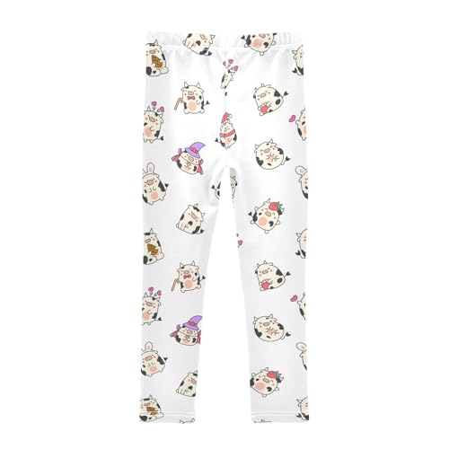 ZZKKO Girls Leggings Cute Cartoon Kawaii Cow Toddler Girls Clothes Leggings for Girls Toddler Girls Leggings 3-4T2