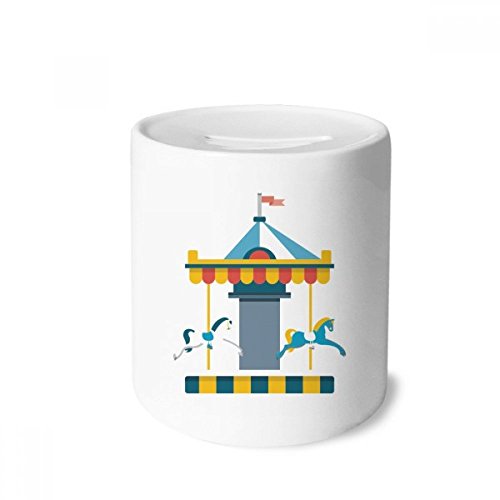 Tirelire en céramique Carousel multicolore pour enfants et adultes de 9 cm