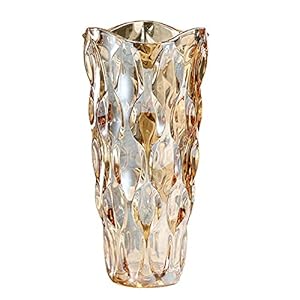9.5″ High Thickened Amber Glass Flower Vase for Home Decor, Dining Wedding Table Office Holiday Party Centerpiece Decoration