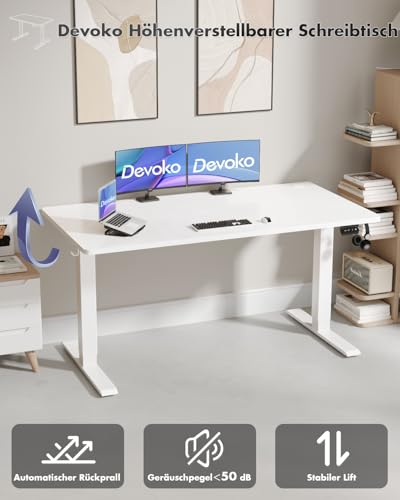 Devoko Elektrisch Höhenverstellbarer Schreibtisch 160 x 70cm,Weiß – Ansicht 3