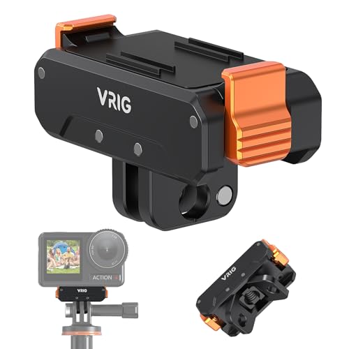 VRIG DJI Osmo Action 5Pro 4 3用 クイックリリースマウント 磁気 1/4ネジ穴 折りたたみ 三脚用 アクションカメラアクセサリー アルミ製 Osmo Action 3、Osmo Action 4、Osmo Action 5 Pr