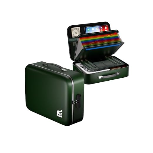 Gancuiwen Boîte de rangement ignifuge à 8 couches avec serrure - Document important avec dossier - Ordinateur portable - Coffre-fort de voyage portable, Noir/blanc, Formel/professionnel