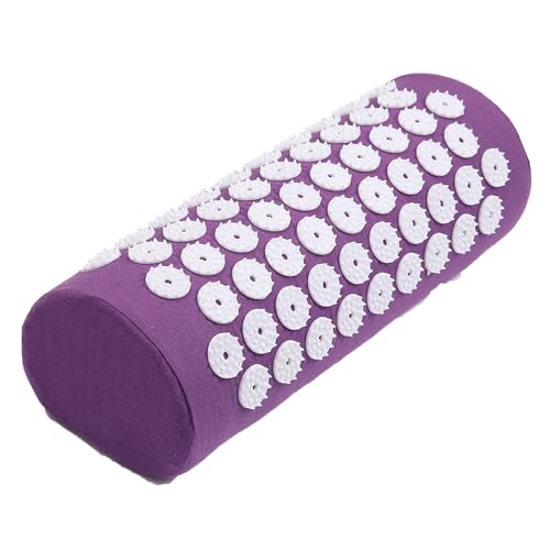 指圧マット 瑜伽? 腹筋ローラー マット 足裏マッサージ 足つぼ 指圧板スパイクヨガ マッサージリラクゼーションを逃がし痛み鍼と枕 指圧と枕のセット グレー 背中/首 サポート 筋肉をリラックス -ネイルマッサージピローパッド (パープル,枕)