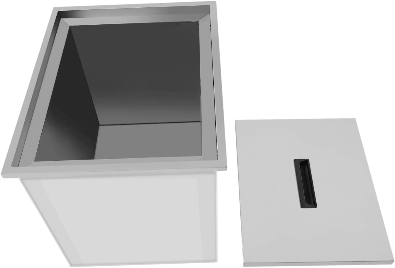 Drop-in Ice Chest, Stainless Steel Ice Cooler, Freestanding Ice Chest Outdoor Kitchen, Double-Walled & Built-in Foa, Foam Cooler With Lid, for Wine, Beer, Whiskey, Beer, Silver (21.2*16.8*17.6 in)