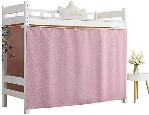 Teanea Solid Bottom Bunk Bed Blackout Curtains Privacy Cloth Single Size Twin Size for Men Women Teen Collage Students, 1 Panel, Pink