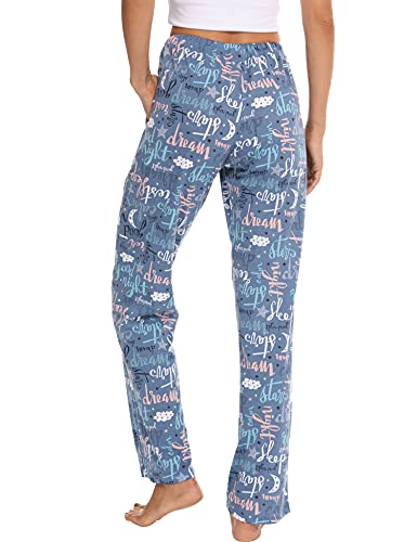 Enjoynight Women's Comfy Casual Pajama Pants Print High Pajama Bottom Drawstring Lounge Pants With Pockets(Bl,Medium) #TOP3