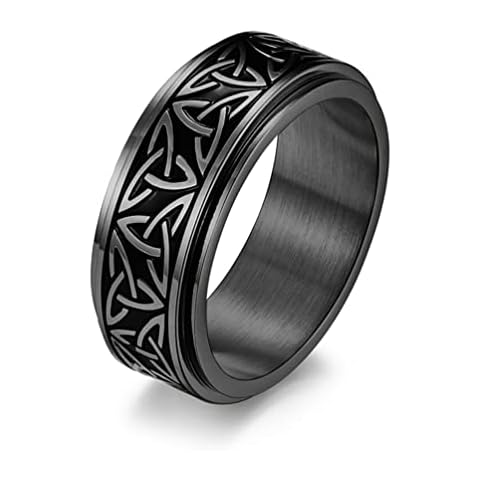 SINLEO Stainless Steel Anxiety Ring Celtic Knot Spinner Ring for Men Women Fidget Rings Stress Relieving Tool Jewelry for Anxiety Black Size 12 Cover