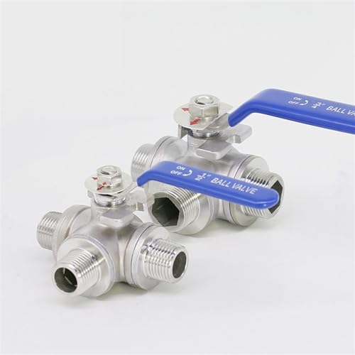 Vanne à bille à 3 voies DN20 avec poignée de commande pour réguler le débit d'eau - 2
