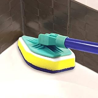 3 in 1 Extendable Tub and Tile Scrubber with 3 Cleaning Pads- Telescopic Cleaner Brush Easy Cleaning