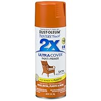 Rust-Oleum 314753 Painter's Touch 2X Ultra Cover Spray Paint, 12 oz, Satin Rustic Orange