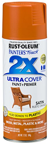 Rust-Oleum 314753 Painter's Touch 2X Ultra Cover Spray Paint, 12 oz, Satin Rustic Orange
