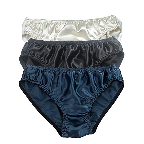 LSHARON Silk Slips Sexy pour Hommes 100% Soie de Mûrier Lingerie Sous-vêtements 3 Paires dans un Pack Économique, a01, L