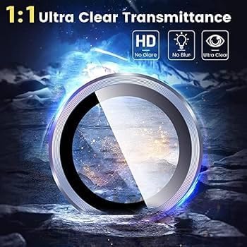 Image of FabeKee Tempered Glass Camera Lens Protector For 9H Hardness, Full Coverage Anti Scratch Camera Metal Ring (Reno15 /-Sierra Blue)