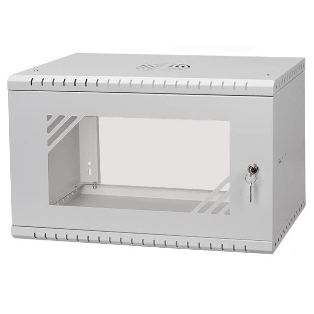 Armoire Rack 19" 6U, 350mm, Porte en Verre, Gris RC19-6U-350GG