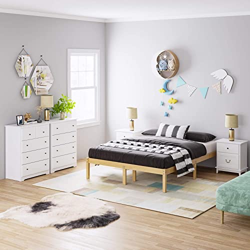 Urkno White Dresser With 4 Drawers, Modern Wide Chest Of Drawers, Solid Wood Frame, Tall Storage Chest, Nightstand For Bedroom, Closet, Entryway, White #TOP3