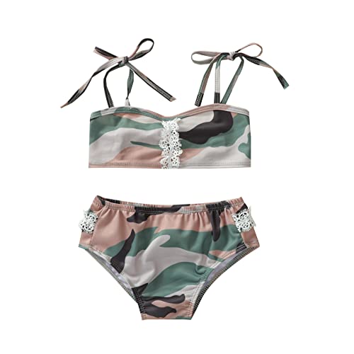 Girls' Bikini Beach 2 Piece Swimsuit Baby Toddler Camouflage Spaghetti Strap Bikini Sets Beach Bathing Suit Swimwear