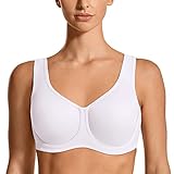 SYROKAN Damen Starker Halt Sports BH Große Brüste mit Bügel für Große Größen Weiss 85D
