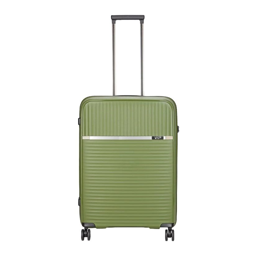 VIP Lightweight Polypropelyne 8 Wheels Multistage Trolley,TSA Lock,Waterproof Reverse Zipper,Elegent Pinstripe Design Luggage Bag with 5 Years International Warranty (Green, Medium)