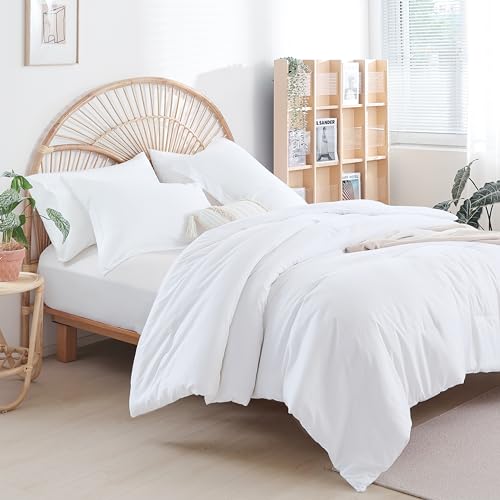Image of weigelia White Twin Comforter Set with Sheets - 5 Pieces Bed in a Bag Twin