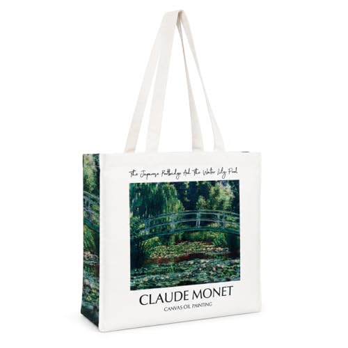 Image of Artsy Canvas Tote Bag for Women | Zipper Closure, Bottle Holder & Keychain Hook | Premium Cotton Canvas Bag for Travel, College, Office | Reusable Shopping Tote Bag Gift