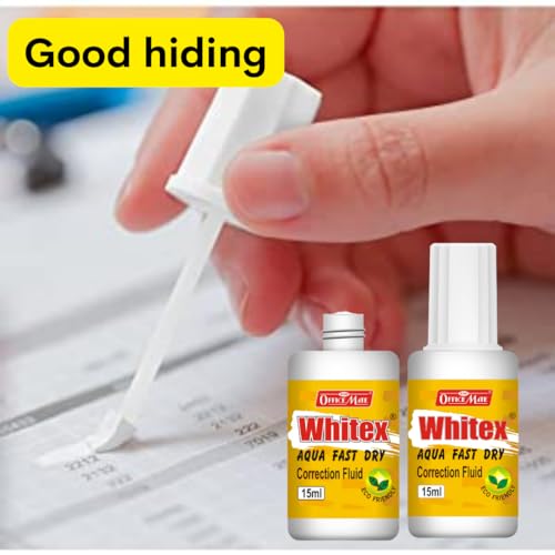 Image of Soni Officemate Whitex Correction Fluid 15ml Pack of 12 | Instant Drying & Smooth Application | Eco-Friendly with High Coverage | for Office, School & Home