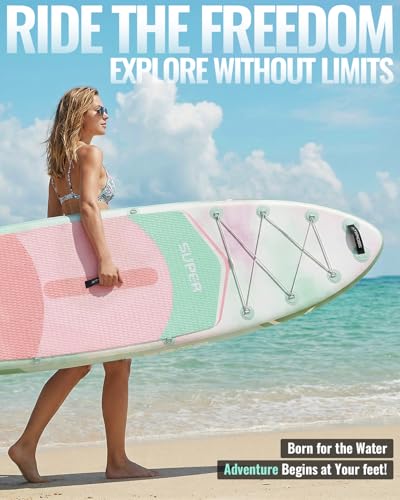 Image of 10'6''x33''Inflatable Stand Up Paddle Board, 400lbs Extra Wide Stand Up Paddleboard with Kayak Seat, Anti-Slip EVA Deck Premium SUP Accessories Kit, Non-Slip Stable Deck Boat