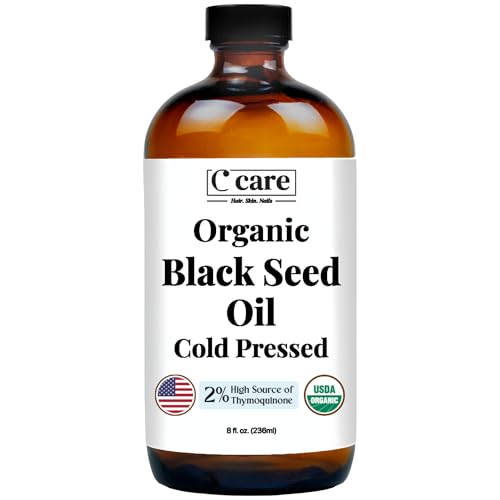 Black Seed Oil Organic Cold Pressed Unrefined Glass Bottle | USDA Certified Organic Black Cumin Seed