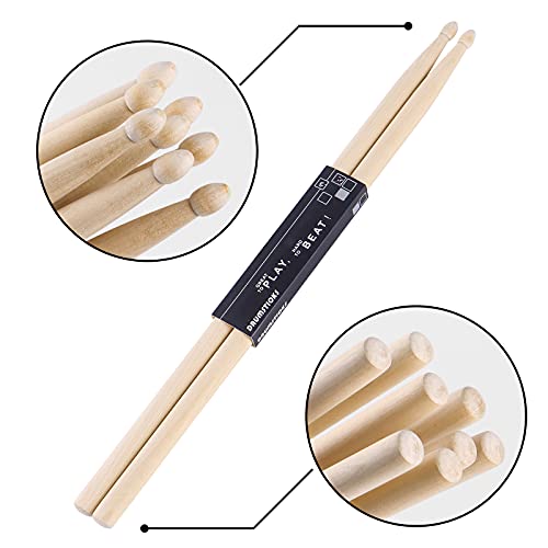 Oieton 12 Pairs Drum Sticks 5A Classic Maple Wood Drumsticks Wood Tip Drumstick For Adults Kids And Beginners thumb #1