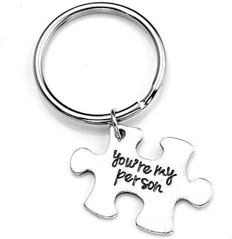 Top Plaza 2pcs Set Couples Keychain Keyring Silver Alloy You Are My Person Key Chain Key Ring For Couples Lover - Valentine's Day Gift