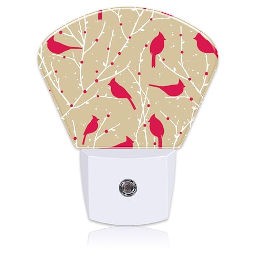 Image of Christmas Red Cardinal Bird Night Light Plug into Wall, Christmas Night Light with Dusk to Dawn Sensor for Kid Girls Boys Women Men Bedroom, Hallway, Kitchen, Bathroom, Stairs Decor