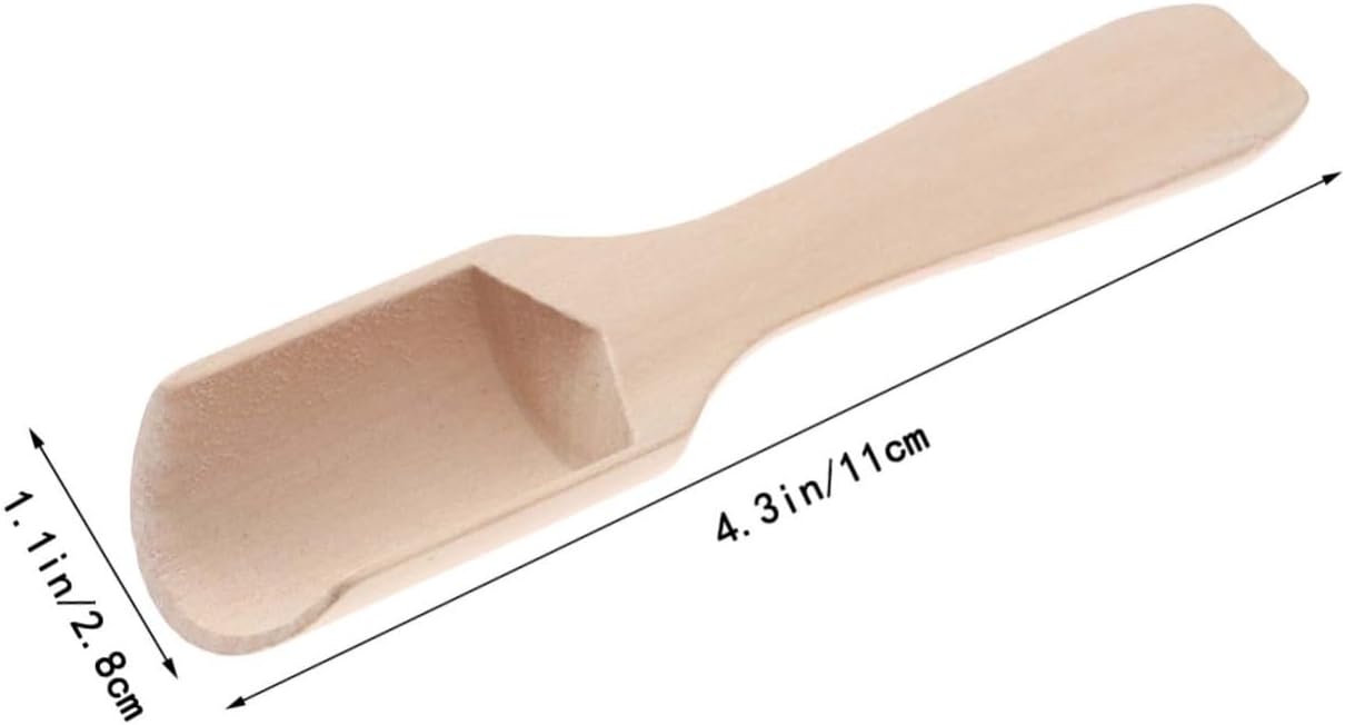 15pcs Small Wooden Tea Shovel and Salt Scoop Flat Handle 2.8x11cm Natural Wood Teaware Accessories for Tea and Kitchen Use