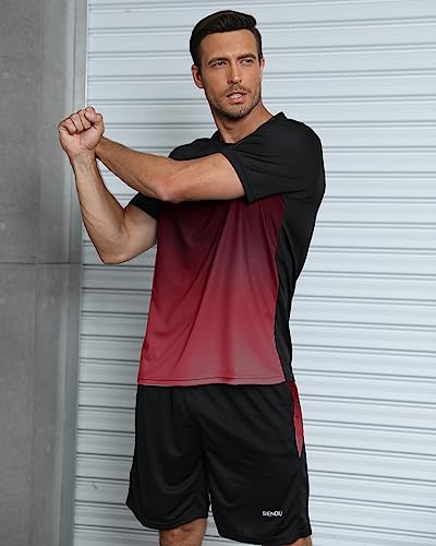 Men's Workout Sets Athletic Clothes Soccer Shirts Shorts 3 Pack Basketball Running Gym Football Outfits Summer3