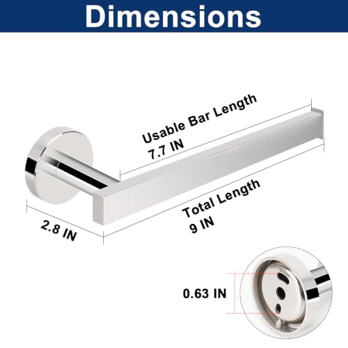 Image of NearMoon Square Hand Towel Holder /Towel Ring, Premium SUS304 Stainless Steel Hand Towel Bar Rustproof Wall Mounted Towel Rack for Bathroom /Kitchen, Contemporary Style Bath Accessory (Chrome Finish)