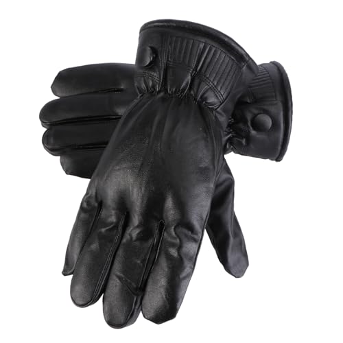 OATIPHO Creative Winter Anti-static Pu Leather Gloves for Mountain Climbing and Outdoor Sports Plush Lined for Comfort Black Color for Hiking and Cold Weather Protection Random Style