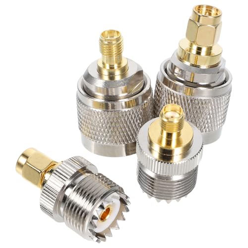 Angoily Kit De 4 Adaptateurs Coaxiaux SMA À UHF Pl259 So239 Connecteurs pour Antennes Wi-FI Radios sans Fil Câbles Coaxiaux