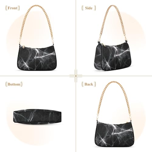 Spider Web Shoulder Bag for Women, Handbag with Chain Strap, Soft Purse Tote Bag for Ladies3
