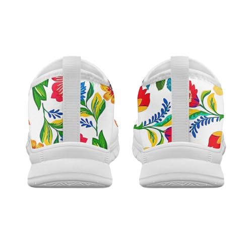 Image of Floral Sneakers for Women Colorful Art Shoes for Women Slip On Casual Work Shoes