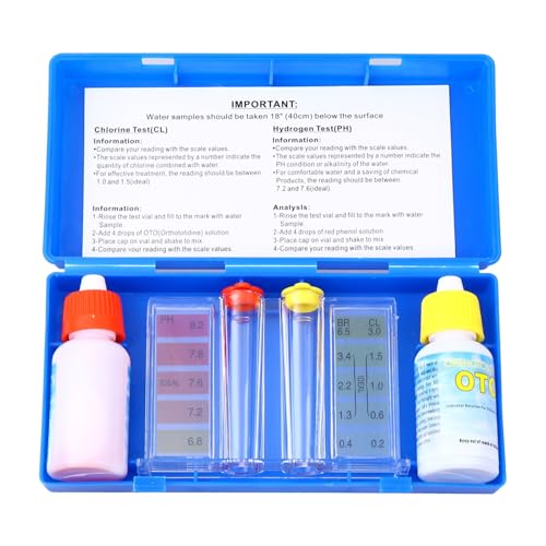 NUOBESTY Kit de Prueba Química para Piscinas Solución para Ph y Cloro Residual, Portátil y Fácil de Transportar para Mantenimiento en Spa y Piscina