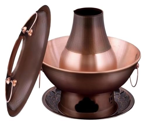 Olla caliente de carbón de cobre, olla tradicional para comidas calientes en casa con asa