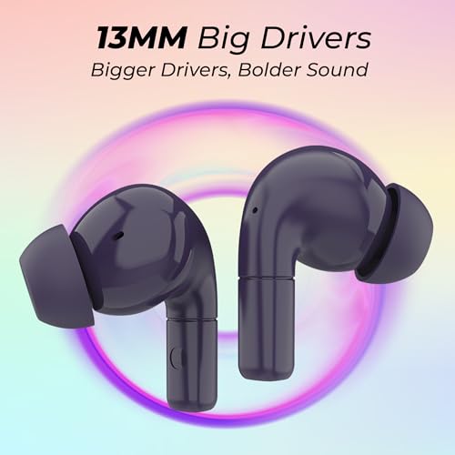 Image of AROMA TWS22 Zivo V5.4 True Wireless Earbuds, Punk Blue | up to 60H Playtime, ENC, Fast Charging, Heavy Bass