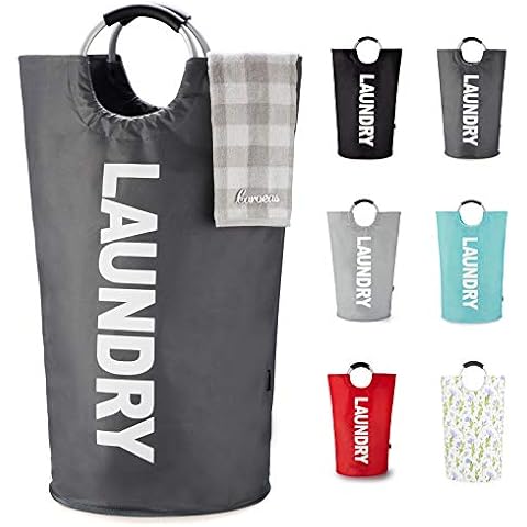 Caroeas XX-Large 115L Laundry Basket (7 Colors), Waterproof Laundry Hamper, Laundry Bag with Padded Handles, Clothes Hamper Stands Up Well, Collapsible Laundry Basket Easy Storage(Dark Grey) Cover