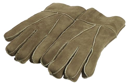 Harrys-Collection Damen Herren Handschuh aus Echtem Lammfell Farben:nugat Handschuhgröße:S