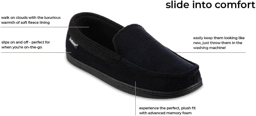 isotoner Men's Microterry and Waffle Travis Moccasin Slippers With Memory Foam Insole and Durable Rubber Outsole - Image 3