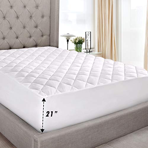 Abit Comfort Mattress cover, Quilted fitted mattress pad queen fits up to 20